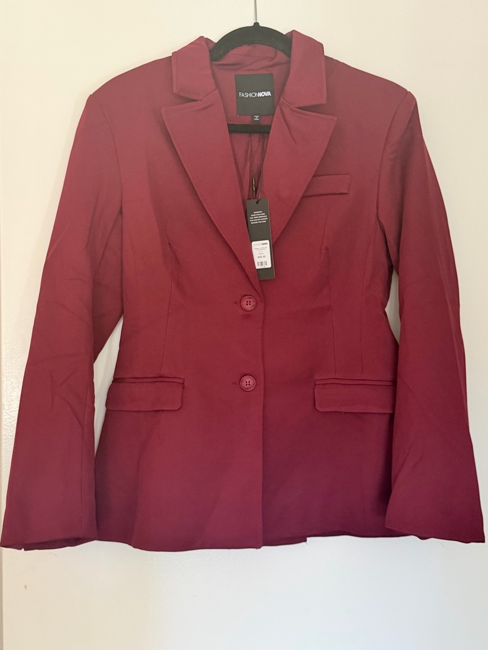 NWT XS Fashion Nova Wine Red Tailored Blazer